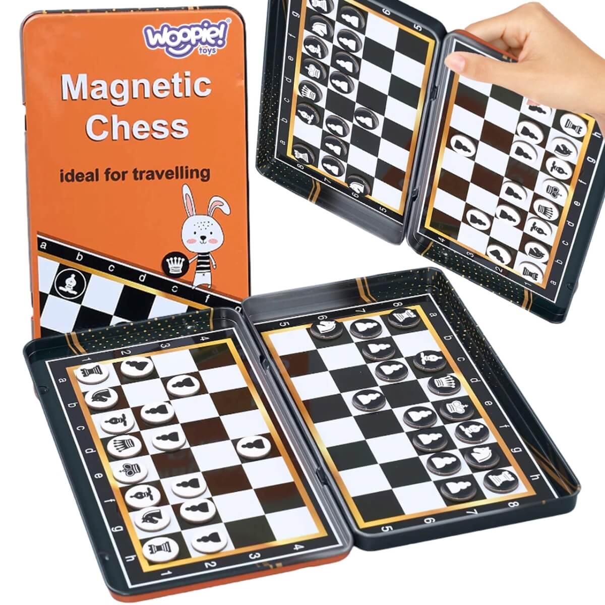 Magnetiniai šachmatai Woopie kelioninis rinkinys metalinėje dėžutėje