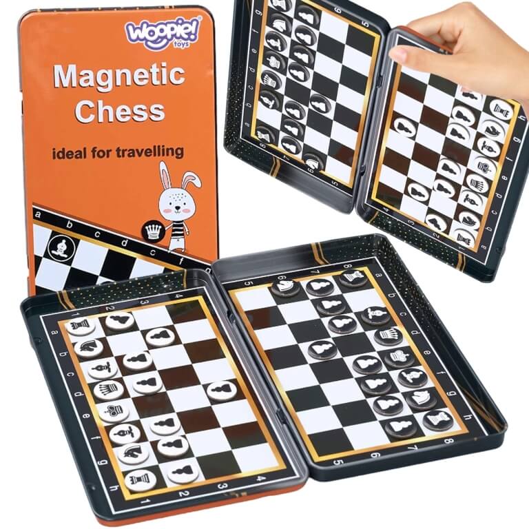 Magnetiniai šachmatai Woopie kelioninis rinkinys metalinėje dėžutėje