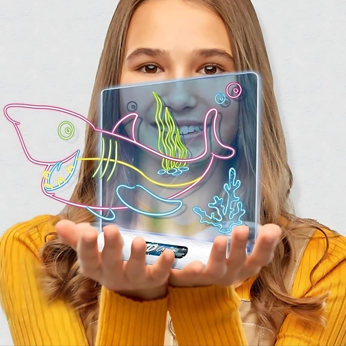 Piešimo lenta Woopie 3D led piešimo lenta su akiniais 27x19 cm