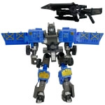 Žaislinis robotas Woopie transformeris 2in1 su koviniais priedais