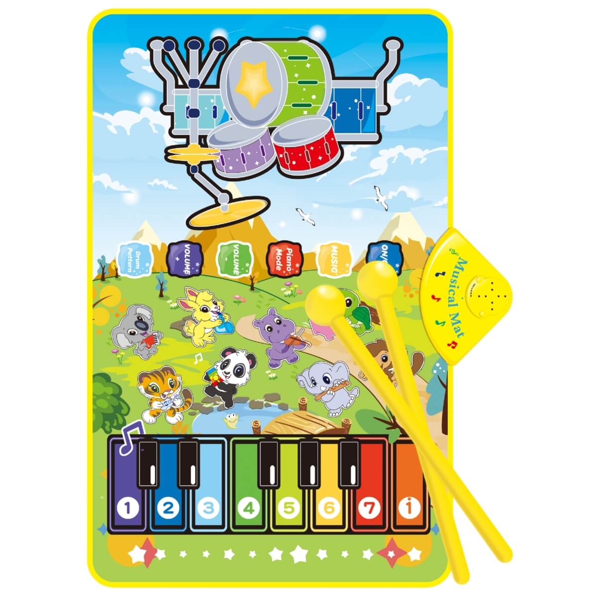 Muzikinis kilimėlis Woopie 2in1 pianinas ir būgnai