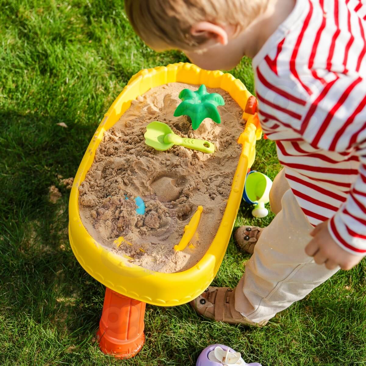Smėlio stalas Woopie su vairu ir 8 priedais žaidimams lauke