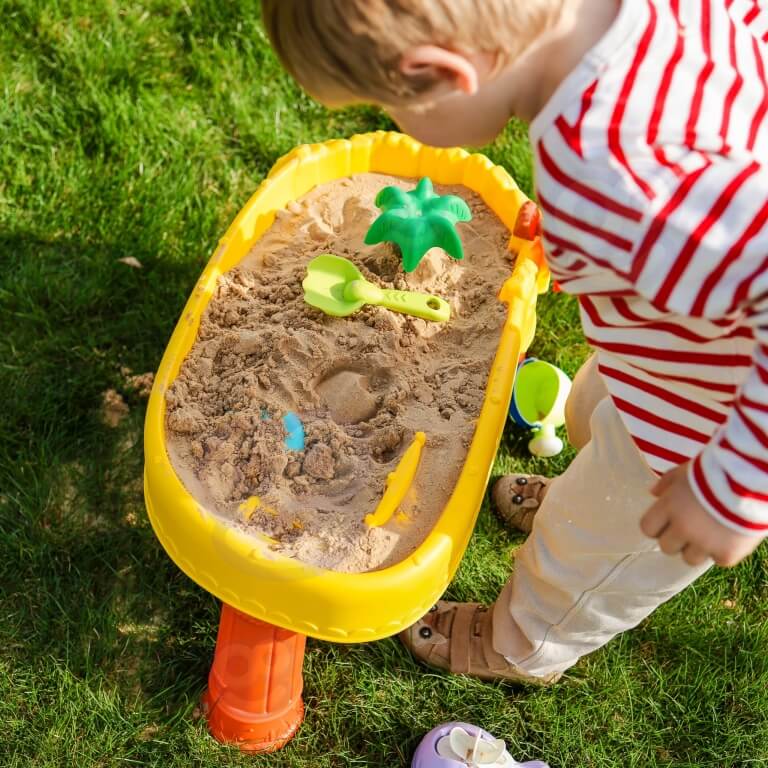 Smėlio stalas Woopie su vairu ir 8 priedais žaidimams lauke