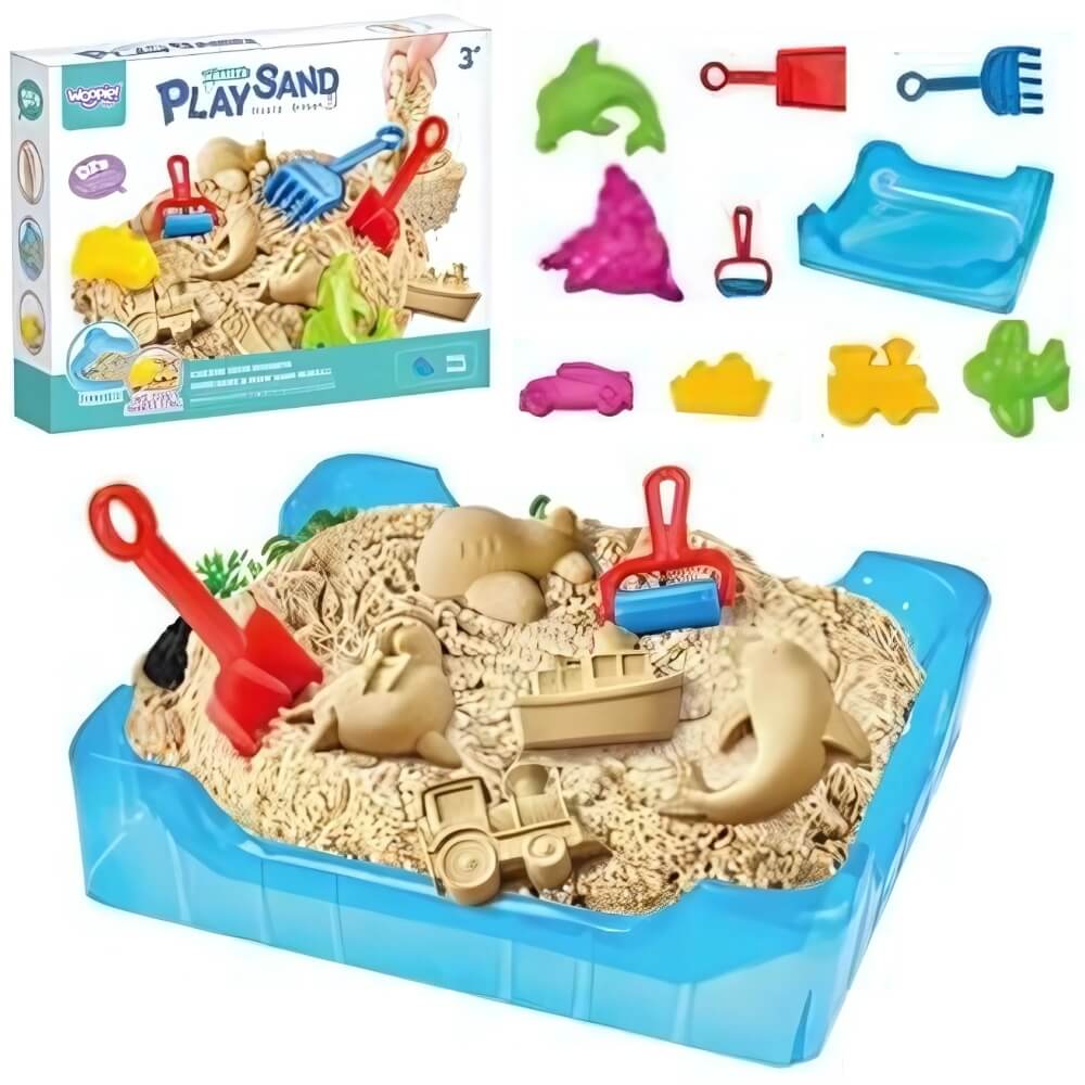 198223.jpg Kinetinis smėlis Woopie Magic su formelėmis ir dėže 500 g