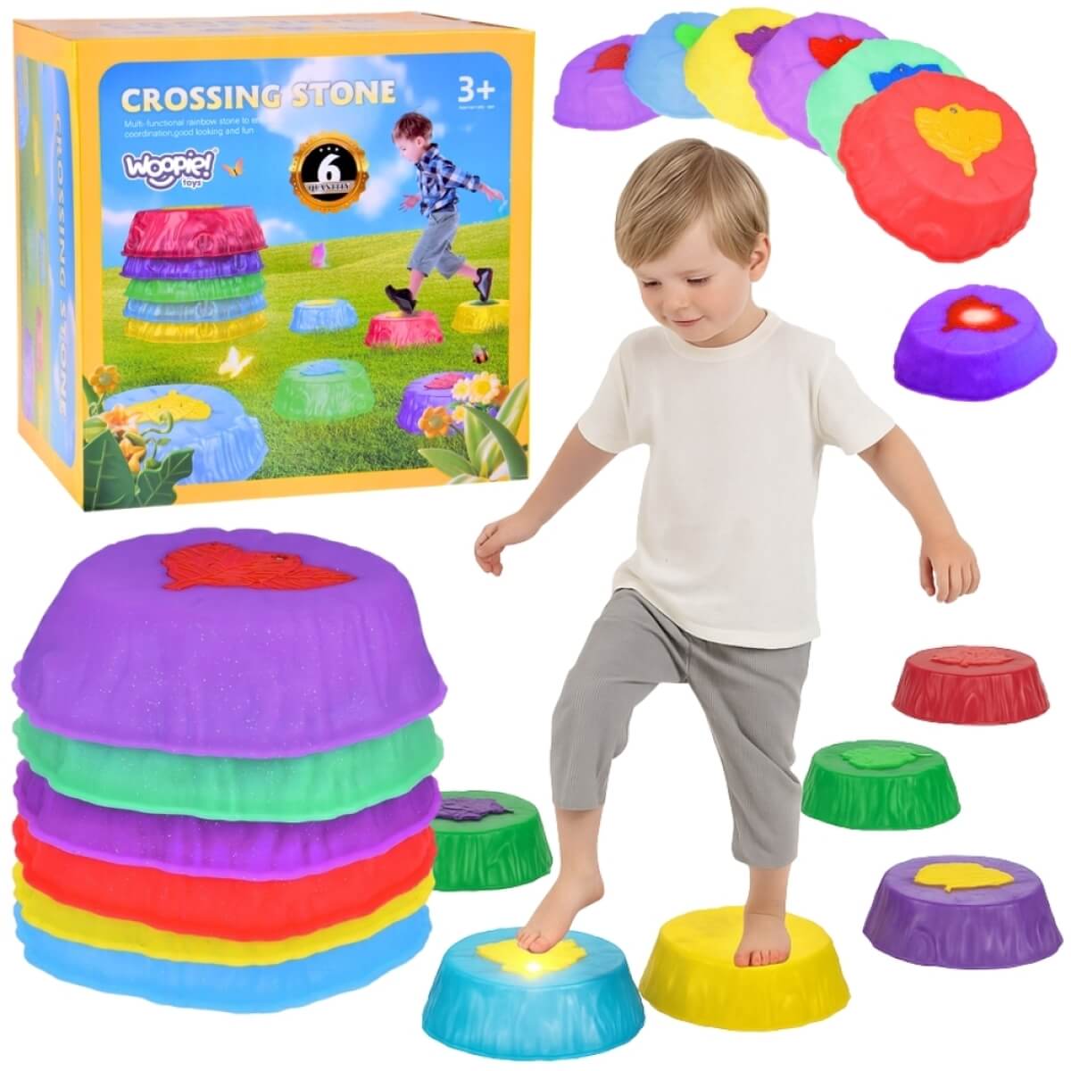 Pusiausvyros akmenys Woopie Šviečiantys 10 vnt lauko žaidimams