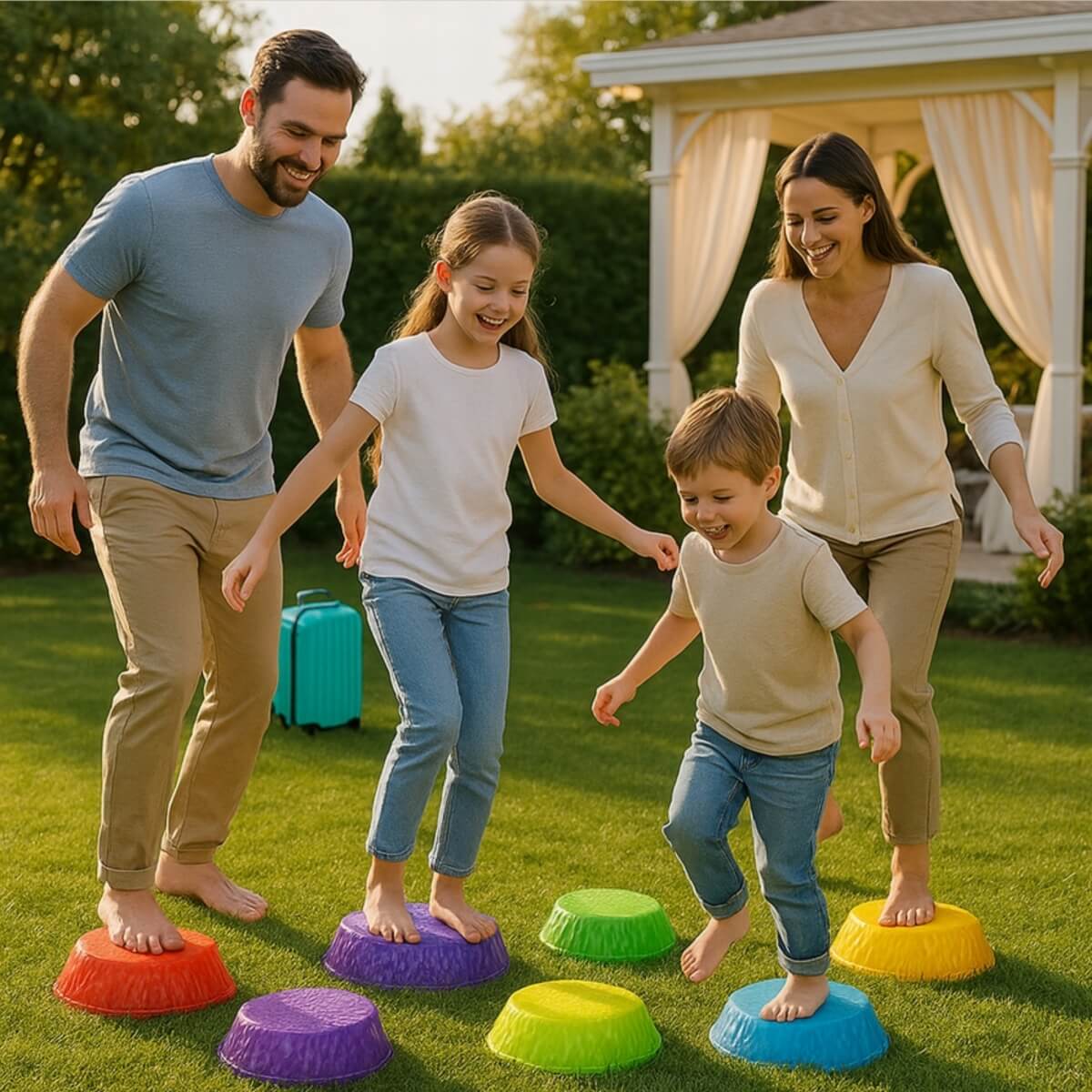 Pusiausvyros akmenys Woopie Šviečiantys 10 vnt lauko žaidimams