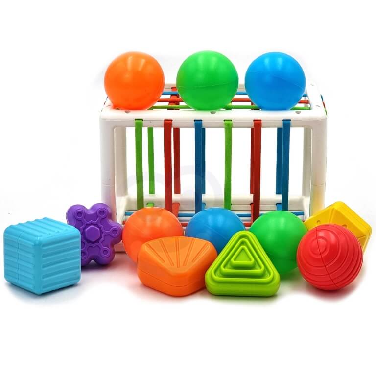 Žaislinis lankstus sensorinis kubas rūšiuotojas vaikams , Woopie  13 vnt