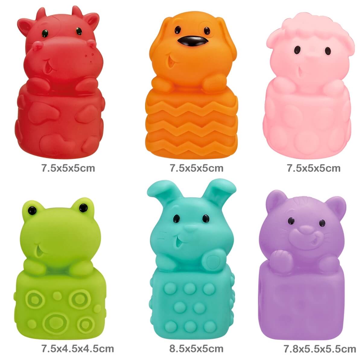 Minkštų sensorinių gyvūnų rinkinys, Woopie  6vnt.