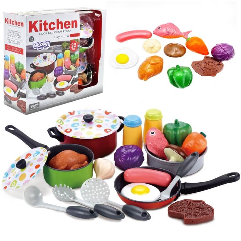 Žaislinis indų ir maisto rinkinys vaikams, Woopie  22 vnt