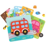 Medinė dėlionė transporto priemonės montessori, Woopie