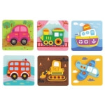 Medinė dėlionė transporto priemonės montessori, Woopie