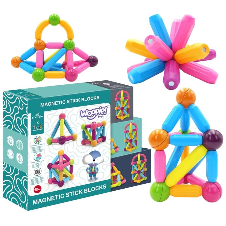 Žaislinis edukacinis magnetinis konstruktorius vaikams , Woopie  38 vnt.