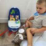 Žaislinis gydytojo rinkinys kuprinėje , Woopie  18vnt.