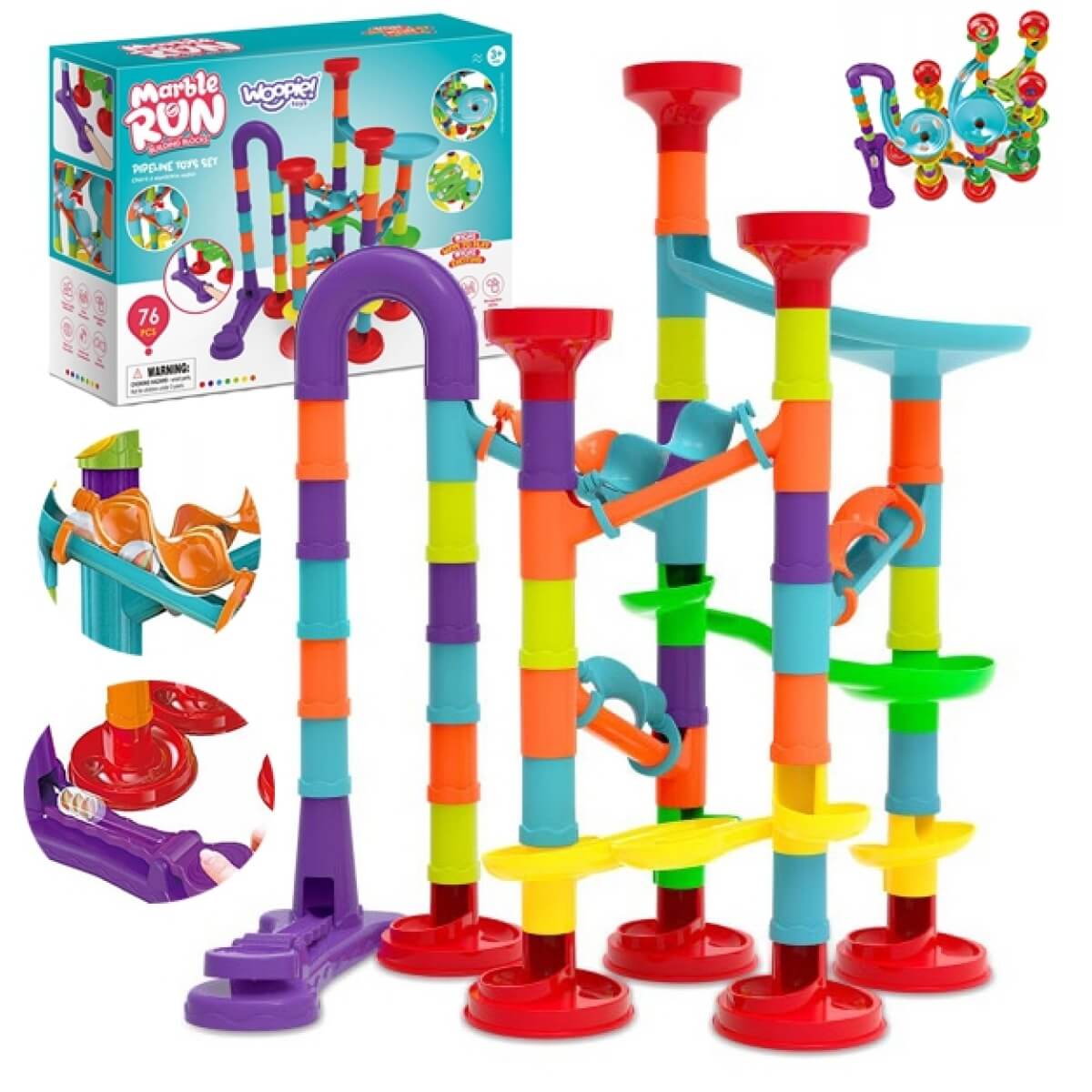 Žaislinė spiralinė kamuoliukų trasa , Woopie  76 vnt.