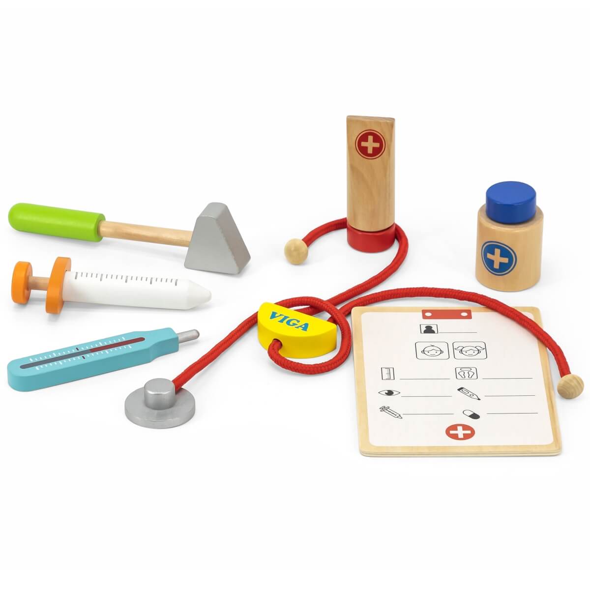 Žaislinis medinis gydytojo rinkinys lagamine, Viga Toys