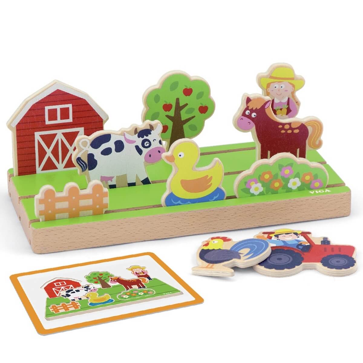 Dvipusė medinė dėlionė vaikams, Viga toys  2in1