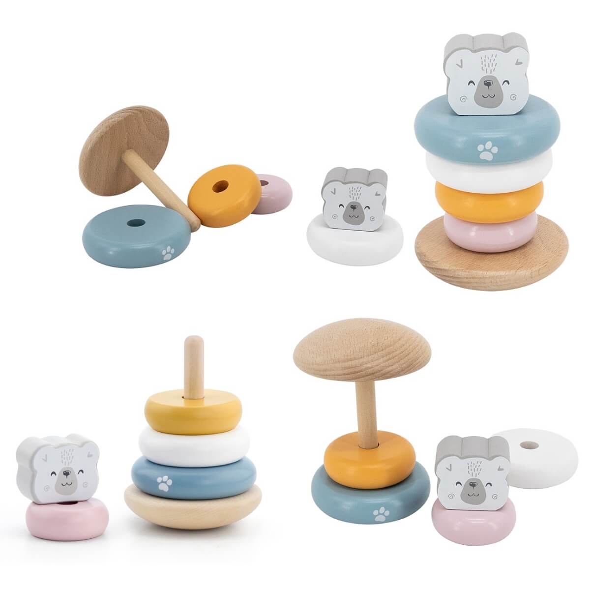 Medinė mokomoji piramidė lokys, Viga toys