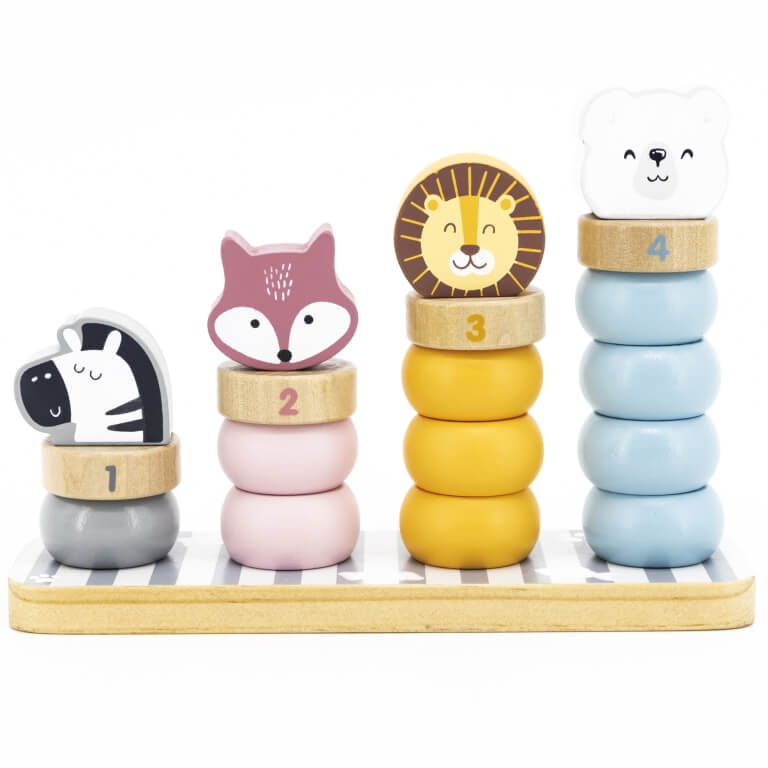 Žaislinės veriamos medinės kaladėlės su gyvūnais, Viga toys LK4471