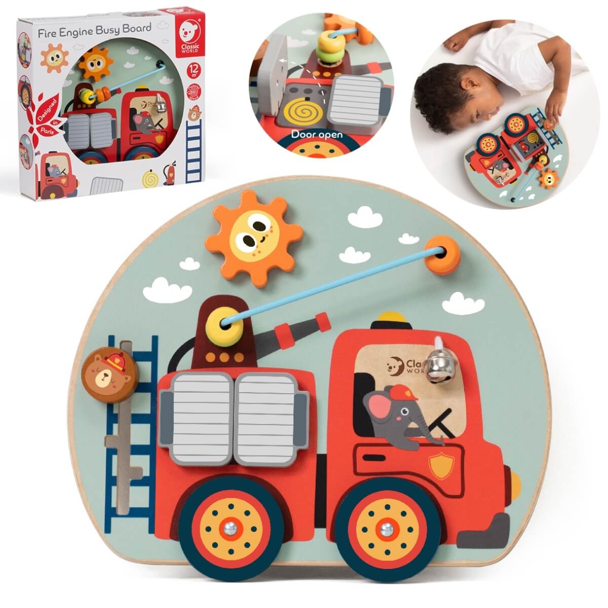 Medinė daugiafunkcė edukacinė manipuliacinė lenta vaikams, Classic World LK45677