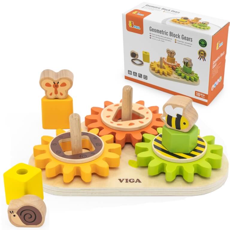 Medinių formų ir mechanizmų dėlionė, Viga Toys