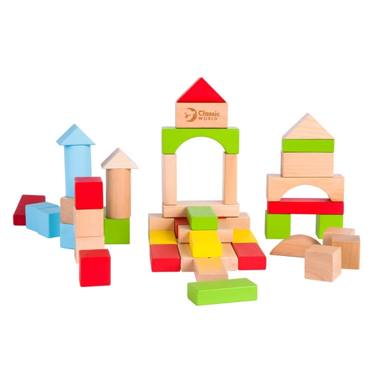 Medinės kaladėlės vaikams, Classic World , 50vnt.