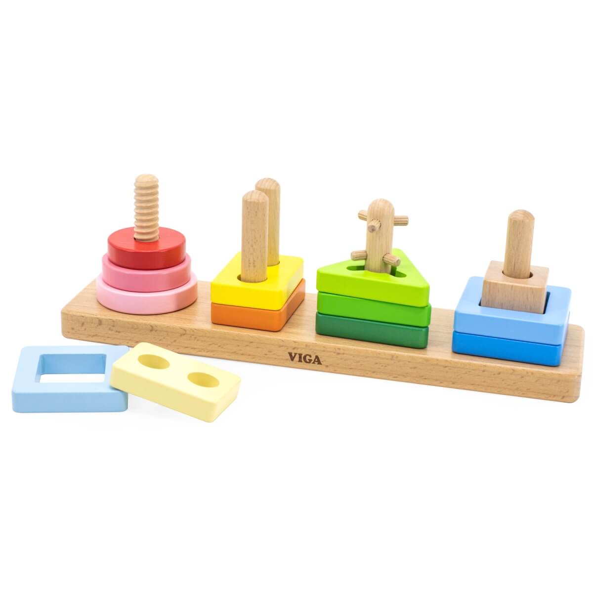 Medinis geometrinių figūrų rūšiuoklis vaikams, Viga toys LK7096
