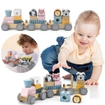 Žaislinis medinis traukinukas su žvėreliais, Viga Toys