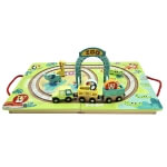 Žaislinė medinė traukinių trasa su lenta ir gyvūnais, Tooky Toy
