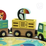 Žaislinė medinė traukinių trasa su lenta ir gyvūnais, Tooky Toy