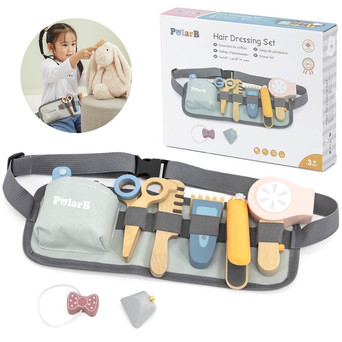 Medinis kirpėjo diržas su priedais, Viga toys