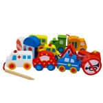 Vaikiškos medinės edukacinės veriamos kaladėlės , Woopie  13 dalių