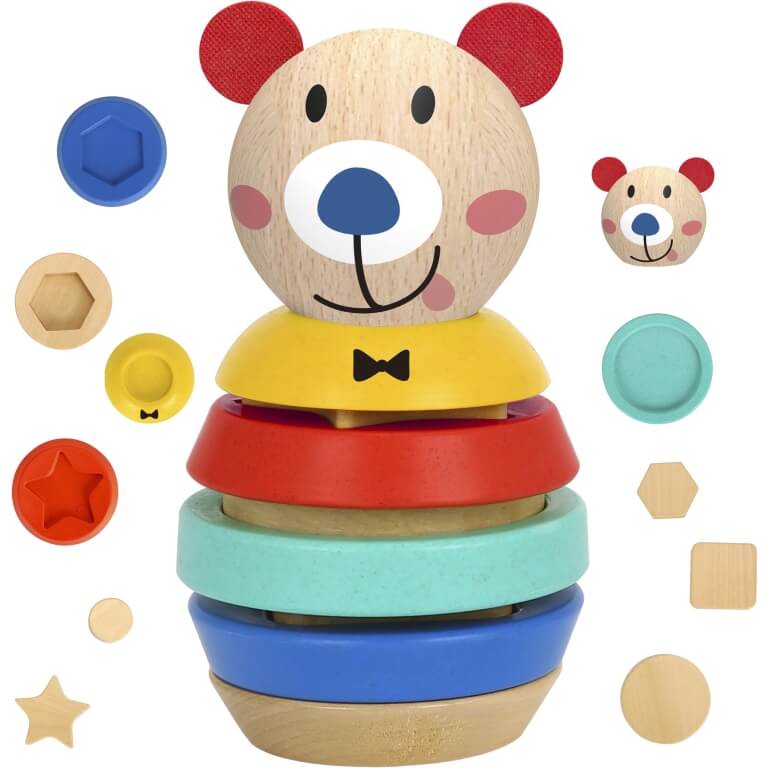 Linguojantis medinis žaislas piramidė , Tooky Toy  11 dalių