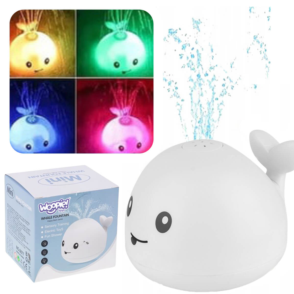 Maudymosi žaislas banginis fontanas su led ,Woopie