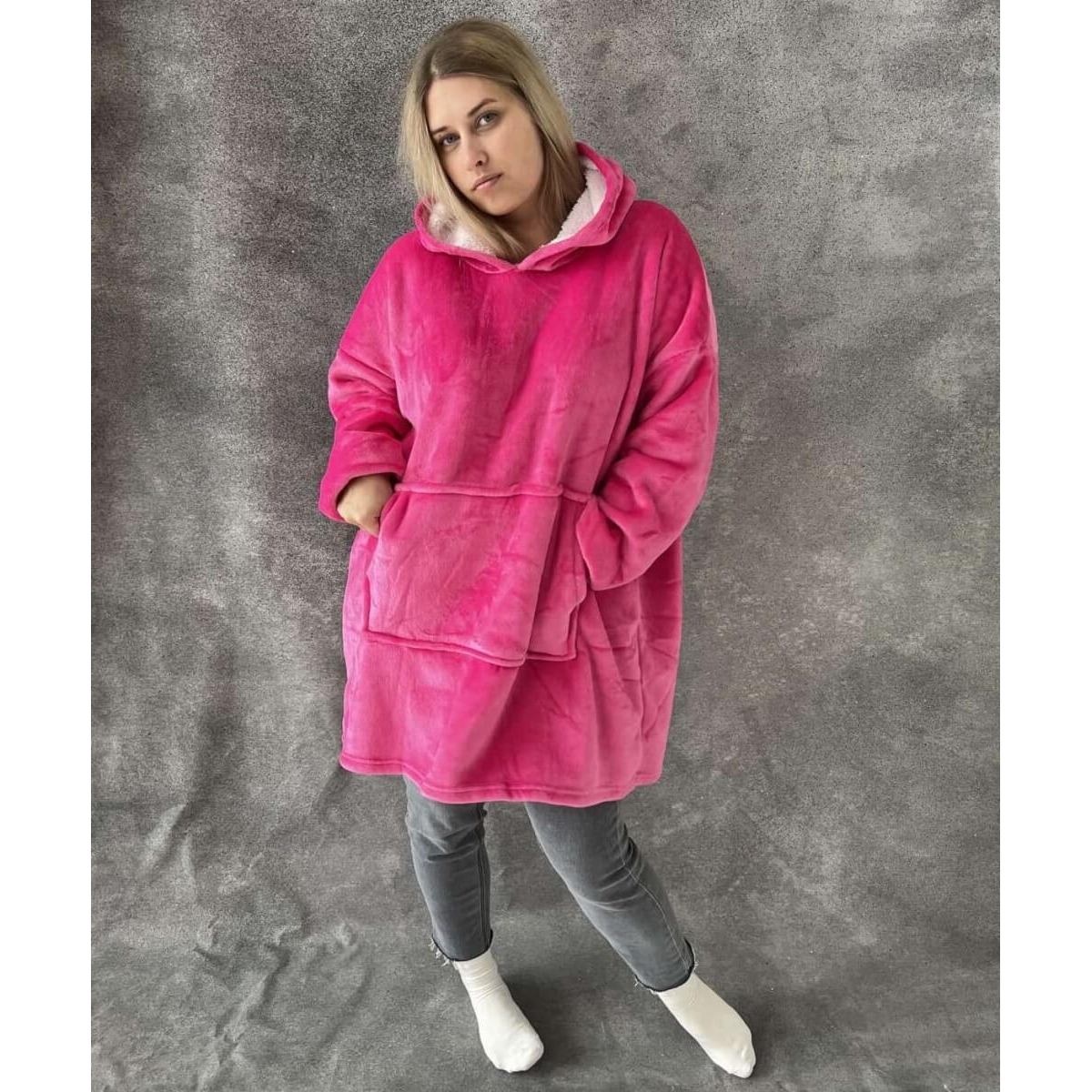 Pledas džemperis XXL , tamsiai rožinė