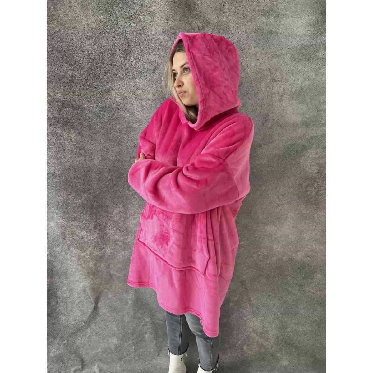 Pledas džemperis XXL , tamsiai rožinė