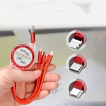 Ištraukiamas USB įkrovimo laidas, 120 cm micro USB, TYPE-C USB, iOS lightning