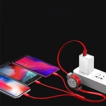 Ištraukiamas USB įkrovimo laidas, 120 cm micro USB, TYPE-C USB, iOS lightning