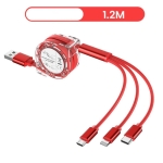 Ištraukiamas USB įkrovimo laidas, 120 cm micro USB, TYPE-C USB, iOS lightning