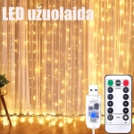 Led usb užuolaida girlianda 3x3, IP44 šiltai balta