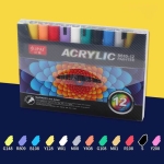 Akriliniai flomasteriai UPAI 12 spalvų, 4mm