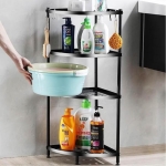 Kampinė lentyna juoda, 4 lentynų