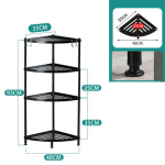 Kampinė lentyna juoda, 4 lentynų