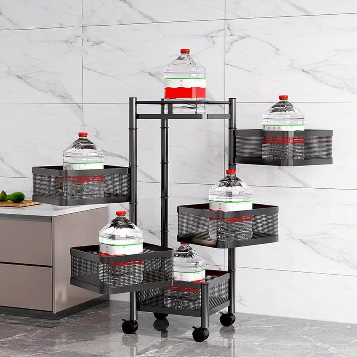 Daugiafunkcinė lentyna su ratukais, 5 lentynų