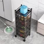 Daugiafunkcinė lentyna su ratukais, 5 lentynų