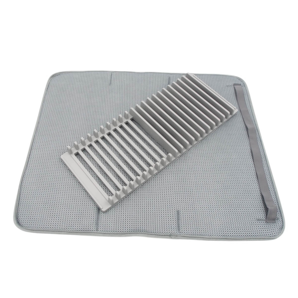 Indų džiovinimo kilimėlis su stovu, 57x47 cm pilka