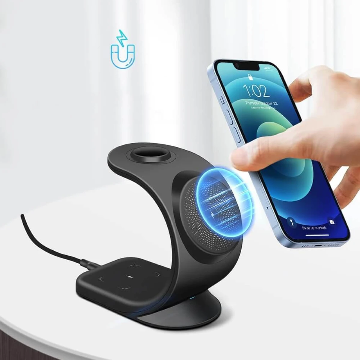 Telefono ir laikrodžio belaidis įkroviklis, 15W