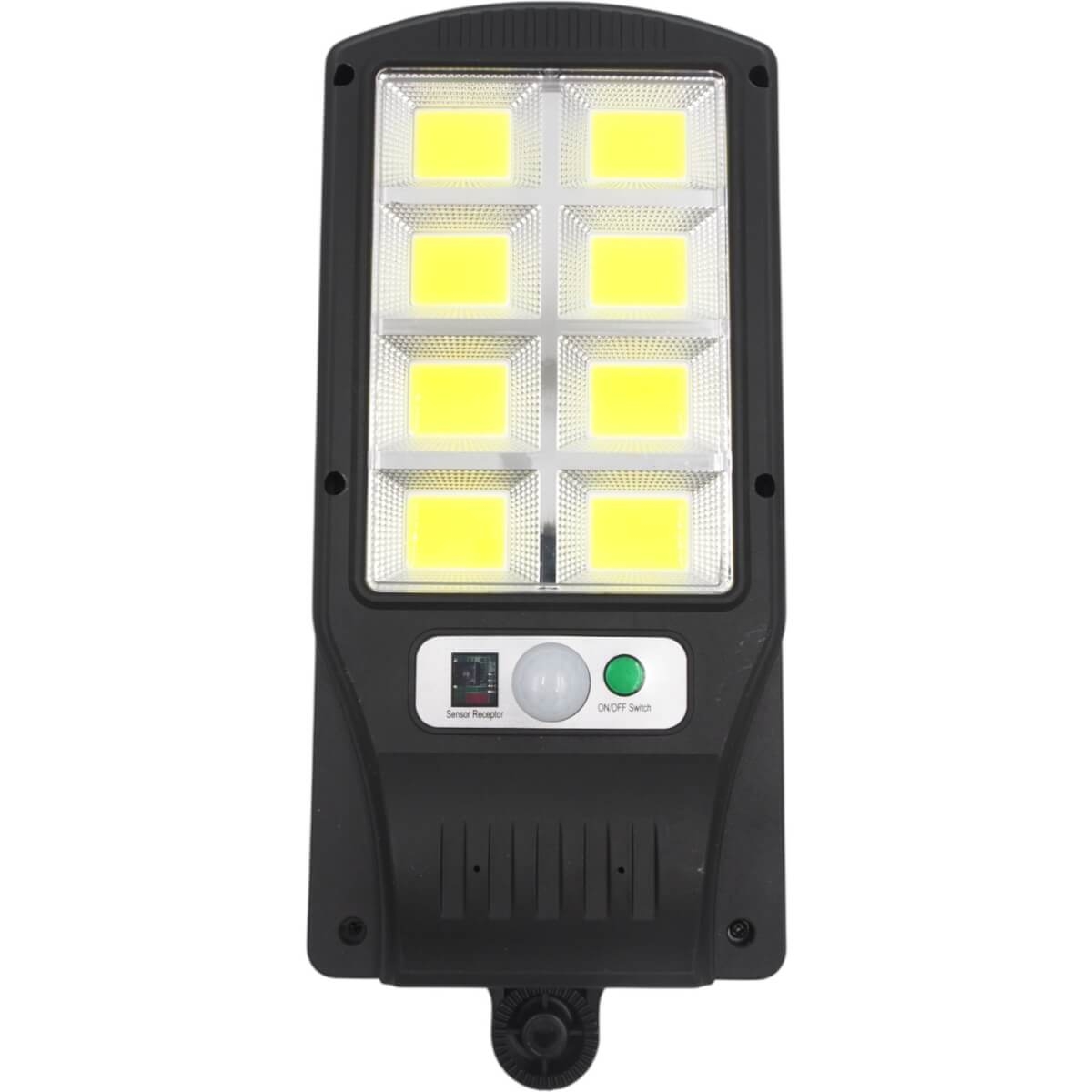 Šviestuvas su saulės panele, su judesio jutikliu