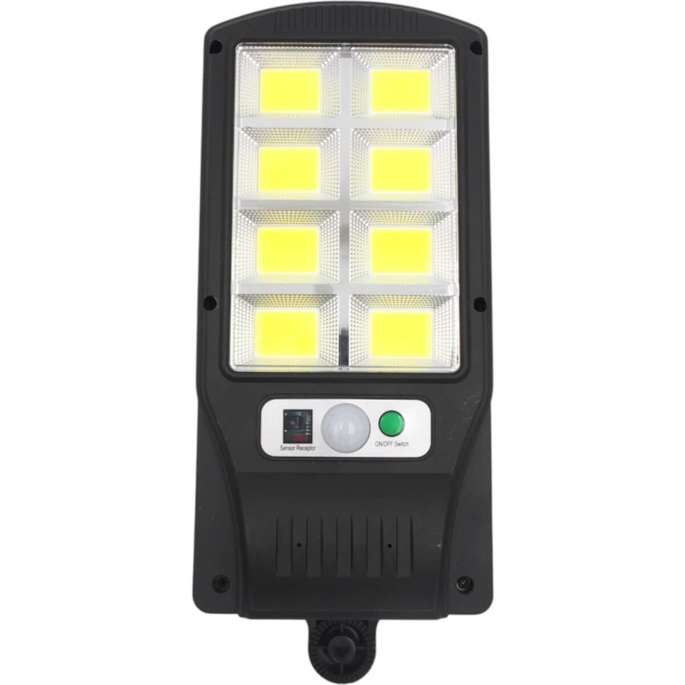 Šviestuvas su saulės panele, su judesio jutikliu