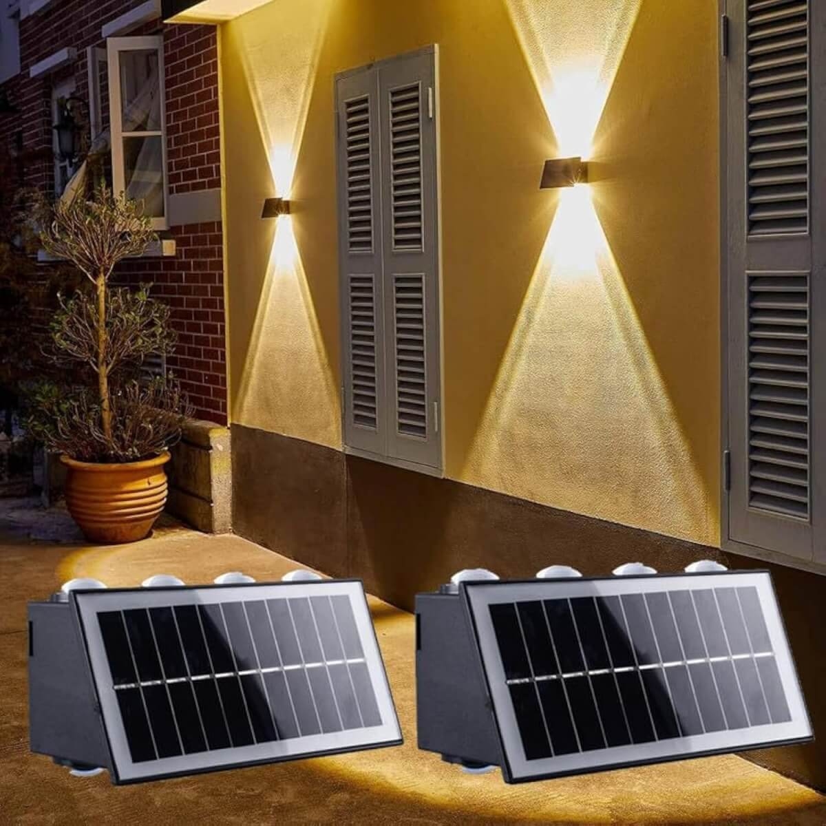 Šoninis LED šviestuvas su saulės panele, 22×9×5 cm