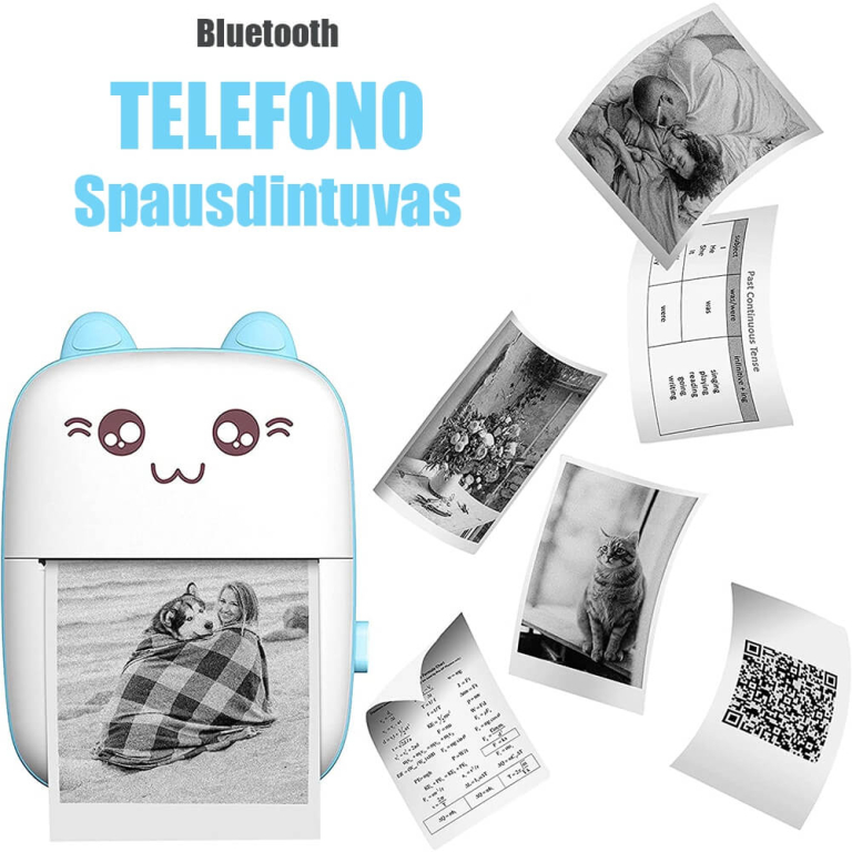 Bluetooth nešiojamas spausdintuvas, 1000 mAh